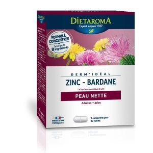 Dietaroma Dermidéal - Complexe Zinc Bardane - 30 comprimés