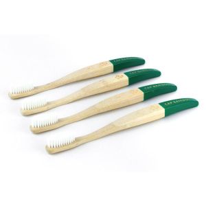 Cap Bambou Brosse à dents adultes souple vert - Boîte de 4