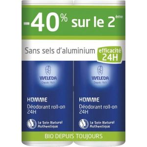 Weleda Duo Déodorant roll-on 24H Homme - 2 x 50 ml
