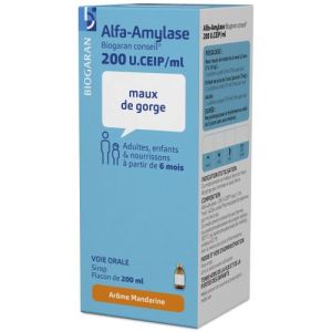Alfa-Amylase Biogaran Conseil 200 U.Ceip/Ml Sirop 1 Flacon(S) En Verre Brun De 200 Ml