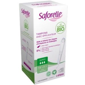 Saforelle Tampons Super Avec Applicateur En Coton Bio Boite 14