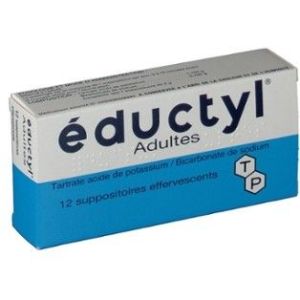 Eductyl Adulte (Tartrate Acide De Postassium Bicarbonate De Sodium) Suppositoires Effervescents B/12
