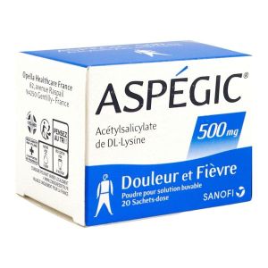 ASPEGIC Poudre pour solution buvable 500 mg, boîte 20 sachets-doses