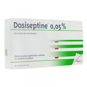 DOSISEPTINE 0,05 % (gluconate de chlorhexidine) solution pour application cutanée 5 ml en récipient 