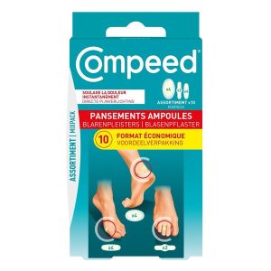 Compeed Pansements Ampoules Assortiment Format Economique 4.2 X 6.8 Cm / 2.0 X 6.0 Cm / 1.7 X 5.1 10