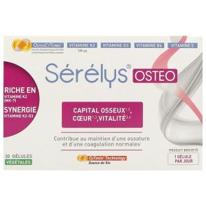 SERELYS OSTEO Gélule, complément alimentaire à base de pollens, de vitamines E, K2, D3 et B6, bt 30