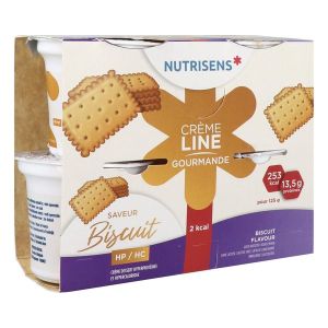 NUTRISENS CREMELINE GOURMANDE HP HC 2 KCAL Denrée alimentaire destinée à des fins médicales spéciales, saveur biscuit, 125 g x 4