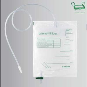URIMED B'BAGS Poche de recueil urinaire vidangeable, avec poignée, 2 L, tubulure 120 cm (ref. 29452R), bt 30