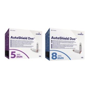 AUTOSHIELD DUO Aiguille sécurisée pour stylo injecteur, double protection, G30, 0,30 mm x 8 mm, bleu (ref. 329608), bt 100