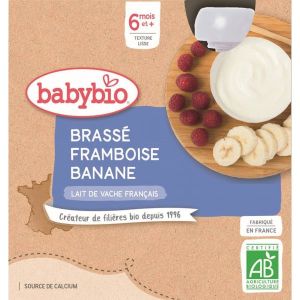 Babybio Gourde Brassé Framboise Banane BIO - 6 mois - 4 x 85 g