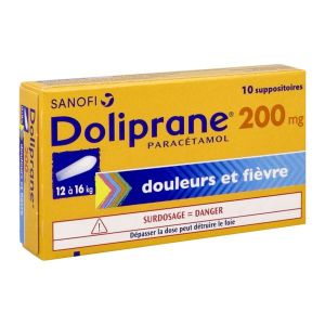 DOLIPRANE Suppositoire 200 mg, boîte 10