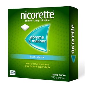 Nicorette Menthe Glaciale 2 Mg Sans Sucre (Nicotine) Gomme A Macher Medicamenteuse Edulcoree Au Xylitol Et A L'Acesulfame Potassique Sous Plaquettes T