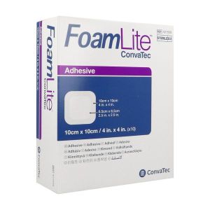 FOAM LITE Pansement hydrocellulaire à absorption moyenne, adhésif, stérile, 10 cm x 10 cm (ref. 421559), bt 10