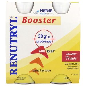 CLINUTREN RENUTRYL BOOSTER Denrée alimentaire destinée à des fins médicales spéciales, saveur fraise, 300 ml x 4