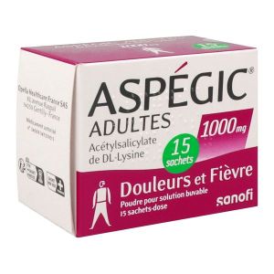 ASPEGIC ADULTE Poudre pour solution buvable 1000 mg, boîte 15 sachets-doses