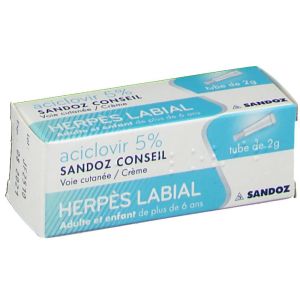 Aciclovir Sandoz Conseil 5 % Creme 1 Tube(S) Aluminium Verni De 2 G