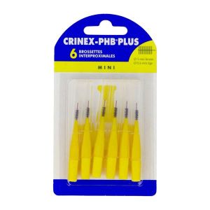 CRINEX - PHB PLUS Brossette interdentaire cylindrique compacte, mini plus, jaune, blister 6