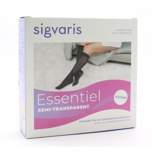 Sigvaris Essentiel Semi-Transparent Classe 3 Chaussette Noir Small Normal 2