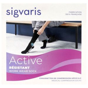 Sigvaris Active Resistant Femme Classe 2 Chaussette Noir Xl Normal 2