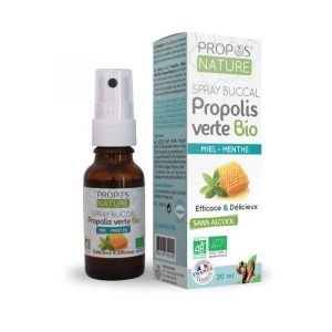 Propos Nature Spray buccal sans alcool propolis / miel / menthe BIO - flacon 20 ml