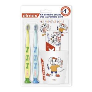 Elmex Kit Dentaire Enfants 2 Brosses A Dent + 1 Dentifrice 50Ml + 1 Gobelet Liquide Flacon 400 Ml 1