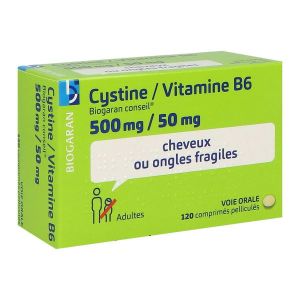 Cystine / Vitamine B6 Biogaran Conseil 500 Mg/50 Mg Comprime Pellicule B/120