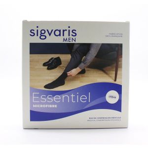 Sigvaris Homme Essentiel Microfibre Classe 2 Bas Autofixant Noir Large Long 2