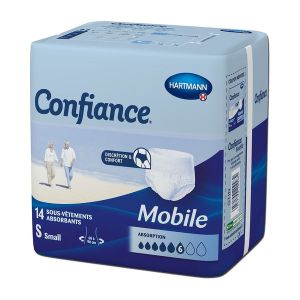 CONFIANCE MOBILE ABSORPTION 6 Slip absorbant jetable pour incontinence urinaire, adulte, small (ref. 915701), sac 14