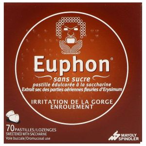 EUPHON SANS SUCRE Pastille édulcorée à la saccharine, boîte 70