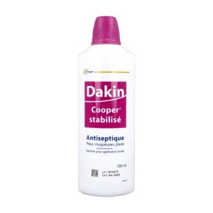 Dakin Cooper Stabilise Solution Pour Application Locale 1 Flacon(S) Polyethylene Haute Densite (Pehd) Dioxyde De Titane Noir De Charbon De 500 Ml