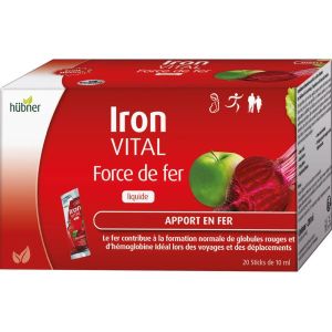 Hubner Iron vital force de fer - 20 sachets de 10 ml