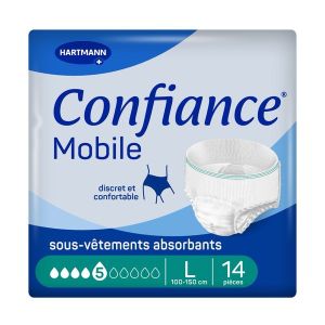 CONFIANCE MOBILE ABSORPTION 5 Slip absorbant jetable pour incontinence urinaire, adulte, taille L (ref. 166665), sac 14