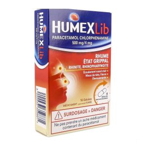 Humexlib Paracetamol Chlorphenamine 500 Mg/4 Mg Gelule B/16