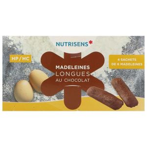 NUTRISENS MADELEINES LONGUES Denrée alimentaire destinée à des fins médicales spéciales, chocolat, bt 24