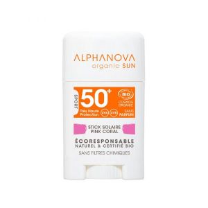 Alphanova Stick solaire rose SPF 50 + sans parfum BIO