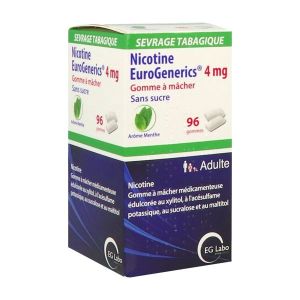 NICOTINE EUROGENERICS MENTHE S/S Gomme à mâcher 4 mg, boîte 96