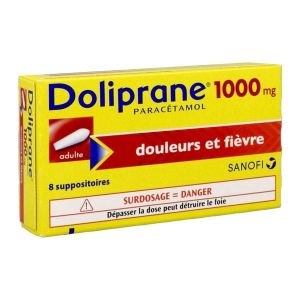 DOLIPRANE ADULTE Suppositoire 1000 mg, boîte 8
