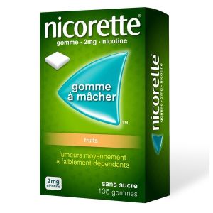 Nicorette Fruits 2 Mg Sans Sucre (Nicotine) Gommes A Macher Medicamenteuses Edulcorees Au Xylitol Et A L'Acesulfame Potassique B/105