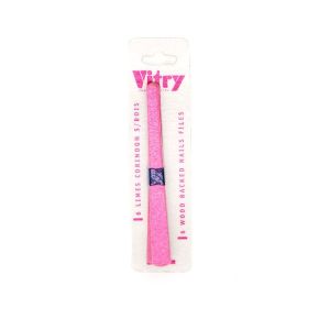 VITRY Lime à ongles Cristal manucure, en corindon, support bois, PM 12 cm (ref. 86), blister de 6