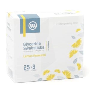 GLYCERINE SWABSTICKS Bâtonnet ouaté imprégné d'une solution glycérinée pour soin de bouche, pochette de 3, bt 75