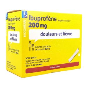 Ibuprofene Biogaran Conseil 200 Mg Suspension Buvable En Sachet Edulcoree Au Maltitol Liquide B/20