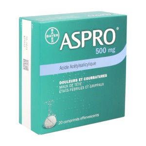 ASPRO 500 EFFERVESCENT COMPRIME EFFERVESCENT B/20