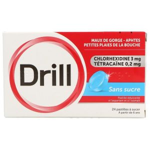 Drill Sans Sucre Pastille Edulcoree A L'Asppartam Et A L'Isomalt B/24