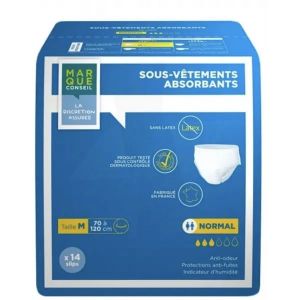 MARQUE CONSEIL SOUS - VETEMENT ABSORBANT MAXI Slip absorbant jetable pour incontinence urinaire, adulte, extralarge, sac 14