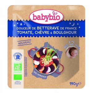 Babybio - Doypack Bonne Nuit Betterave de France Tomate Chèvre Boulghour BIO - dès 6 mois - 190 g