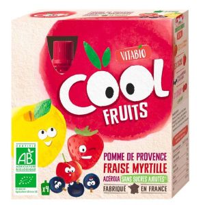 Vitabio Gourde Cool Fruits Pomme Fraise Myrtille BIO - 4 x 90 g