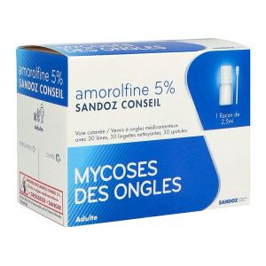 Amorolfine Sandoz Conseil 5 % Vernis A Ongles Medicamenteux 1 Flacon(S) En Verre (Type Iii) De 2,5 Ml Avec Necessaire(S) 30 Limes
