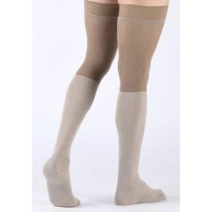 LEGGER 3 HOMME CASUAL COTON Bas cuisse médical de contention classe 3, bizone, autofix, pour homme, beige chiné, normal, taille 2, paire