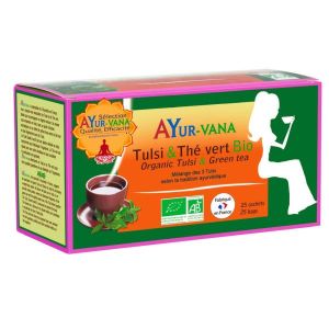 Ayur-vana Infusion Tulsi & Thé vert BIO - boîte 25 infusettes