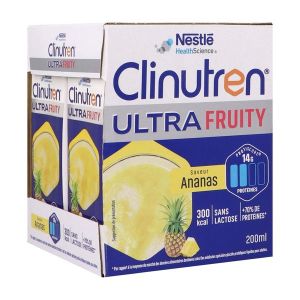 CLINUTREN ULTRA FRUITY Denrée alimentaire destinée à des fins médicales spéciales, saveur ananas, 200 ml x 4